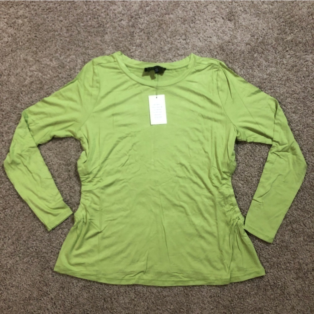 Eloquii Long Sleeve Top with Ruched Side Cutouts Herbal Garden Green 14/16 - Picture 4 of 9